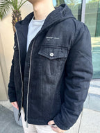 Blue Denim Washed Hooded - Men's