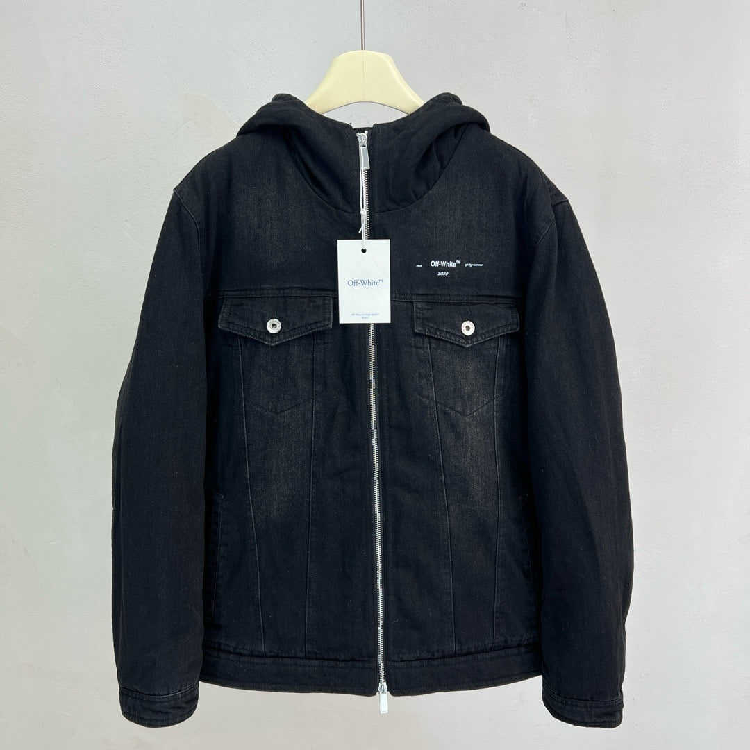 Blue Denim Washed Hooded - Men's