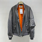 Grey Satin Plain Bomber - Men's