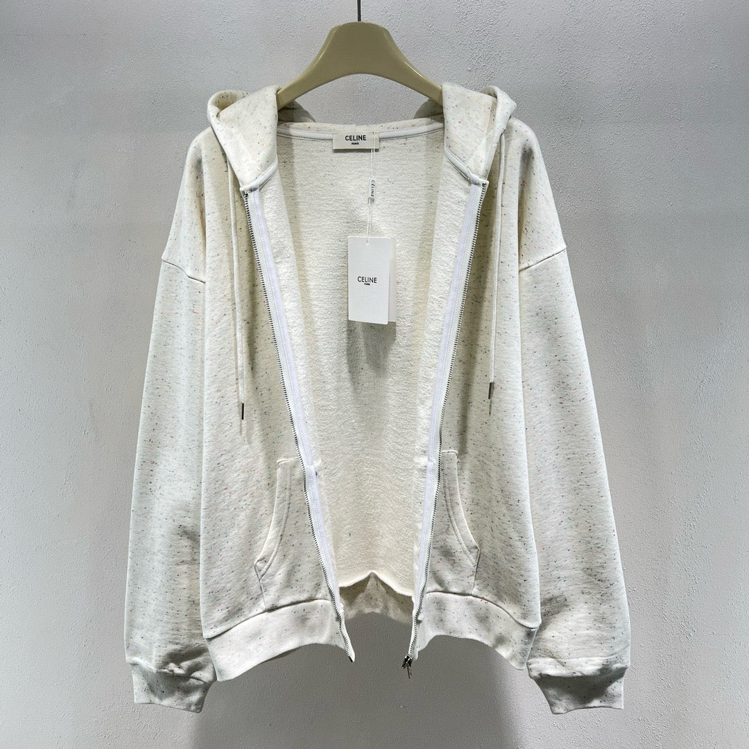 Cream Cotton Plain Zip-Through - Men's