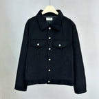 Black Cotton Plain Trucker - Men's