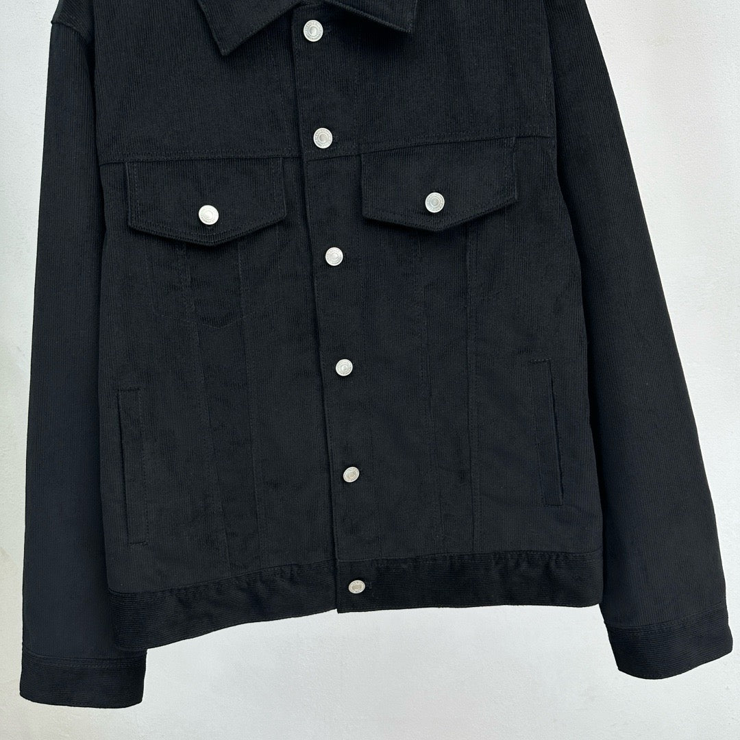 Black Cotton Plain Trucker - Men's