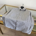 Grey Cotton Striped Long-Sleeve - Men's
