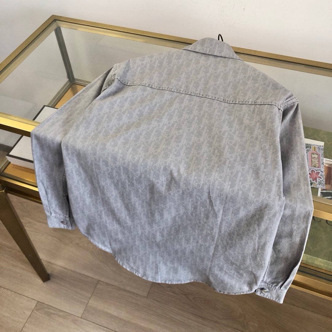 Grey Cotton Striped Long-Sleeve - Men's