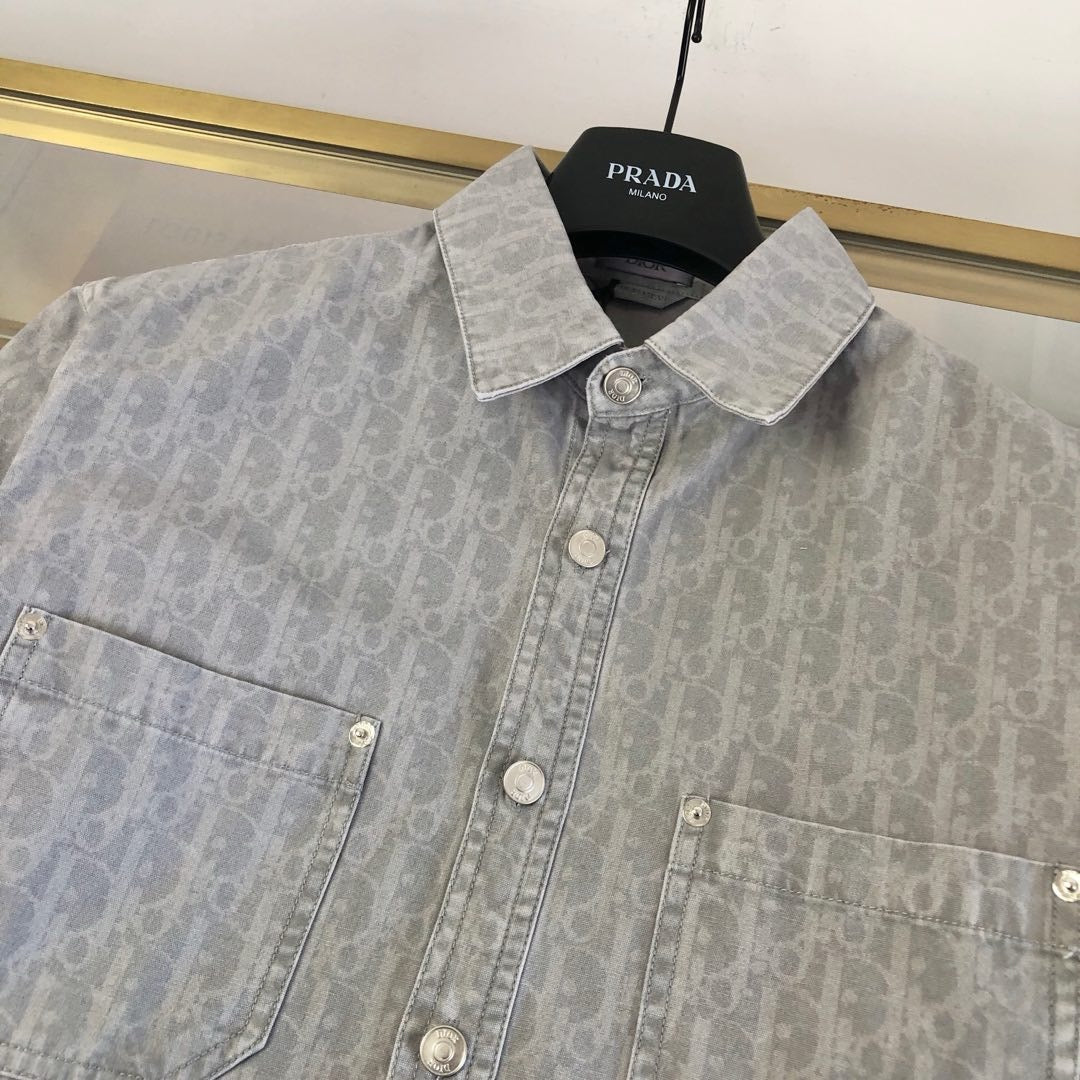 Grey Cotton Striped Long-Sleeve - Men's