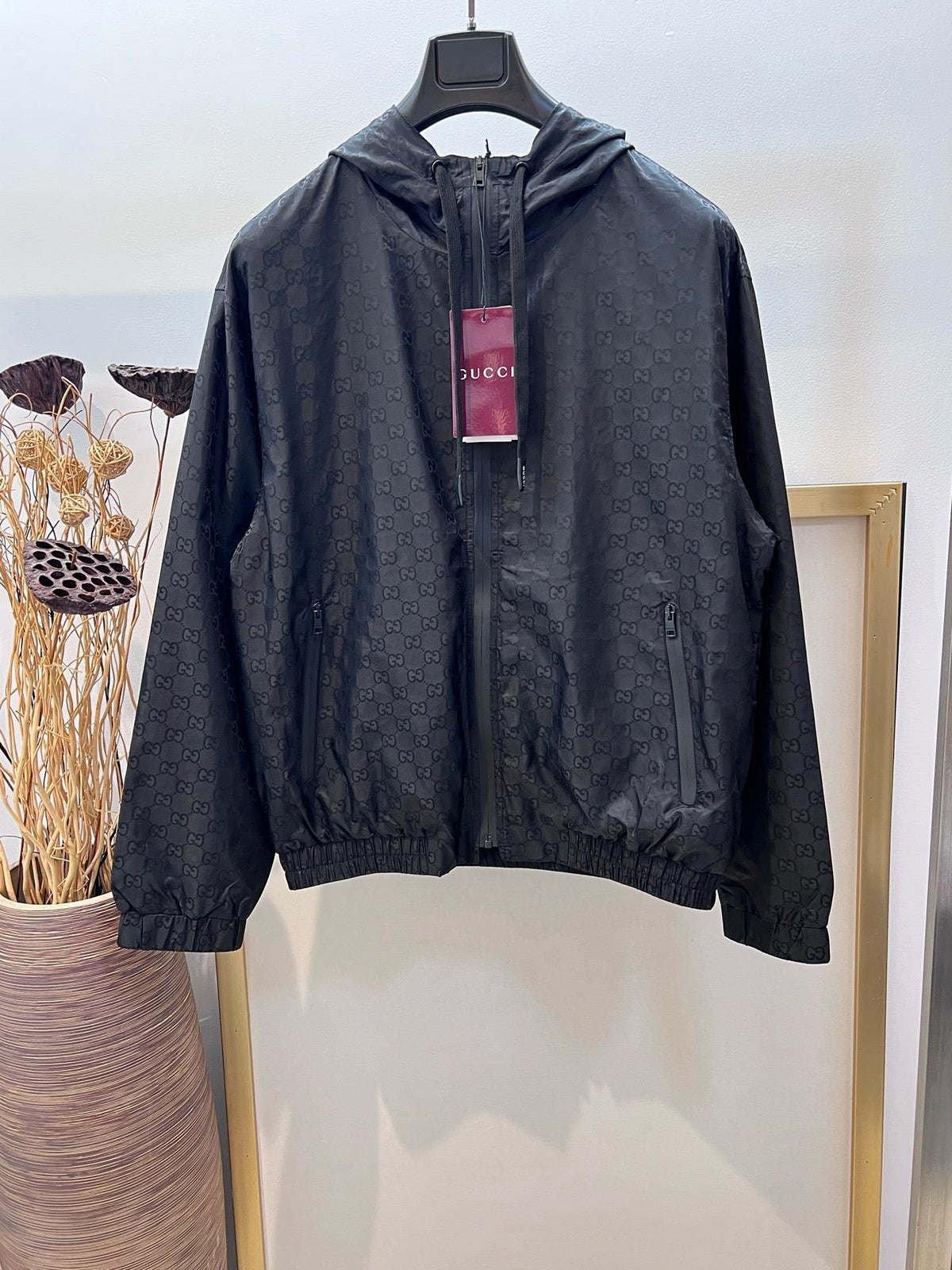 Black Nylon Quilted Hooded - Men's