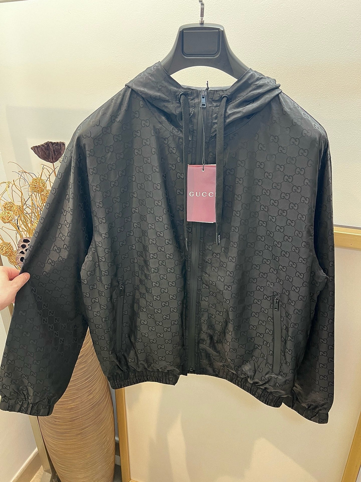 Black Nylon Quilted Hooded - Men's