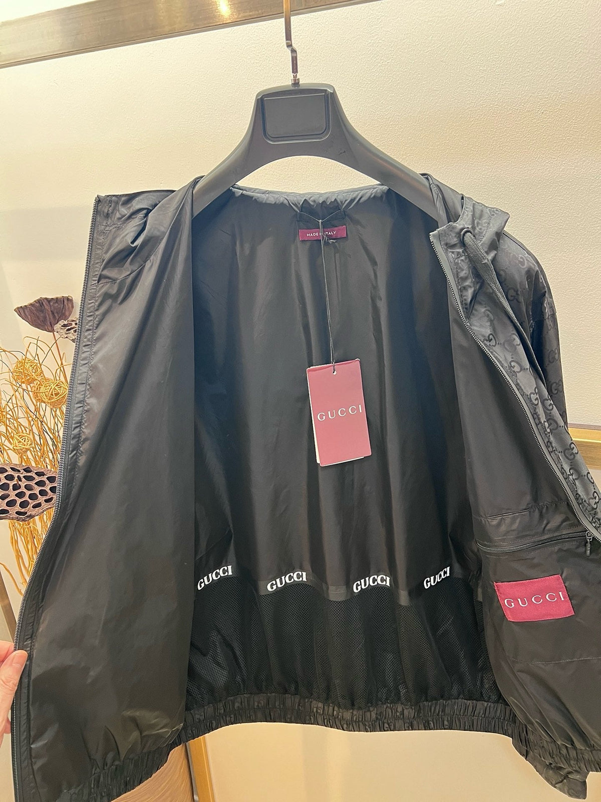 Black Nylon Quilted Hooded - Men's