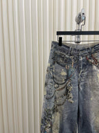 Blue Denim Painted Wide-Leg - Men's
