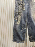 Blue Denim Painted Wide-Leg - Men's