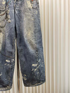Blue Denim Painted Wide-Leg - Men's
