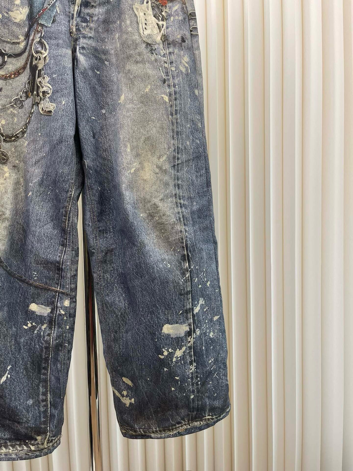 Blue Denim Painted Wide-Leg - Men's