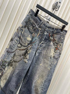 Blue Denim Painted Wide-Leg - Men's