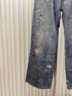Blue Denim Splattered Wide-Leg - Men's