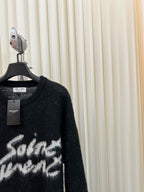 Black Wool Script Logo Crewneck - Men's