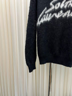 Black Wool Script Logo Crewneck - Men's