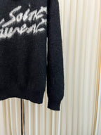 Black Wool Script Logo Crewneck - Men's