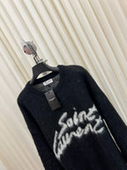 Black Wool Script Logo Crewneck - Men's