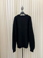 Black Wool Script Logo Crewneck - Men's