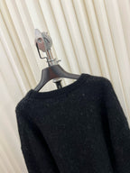 Black Wool Script Logo Crewneck - Men's
