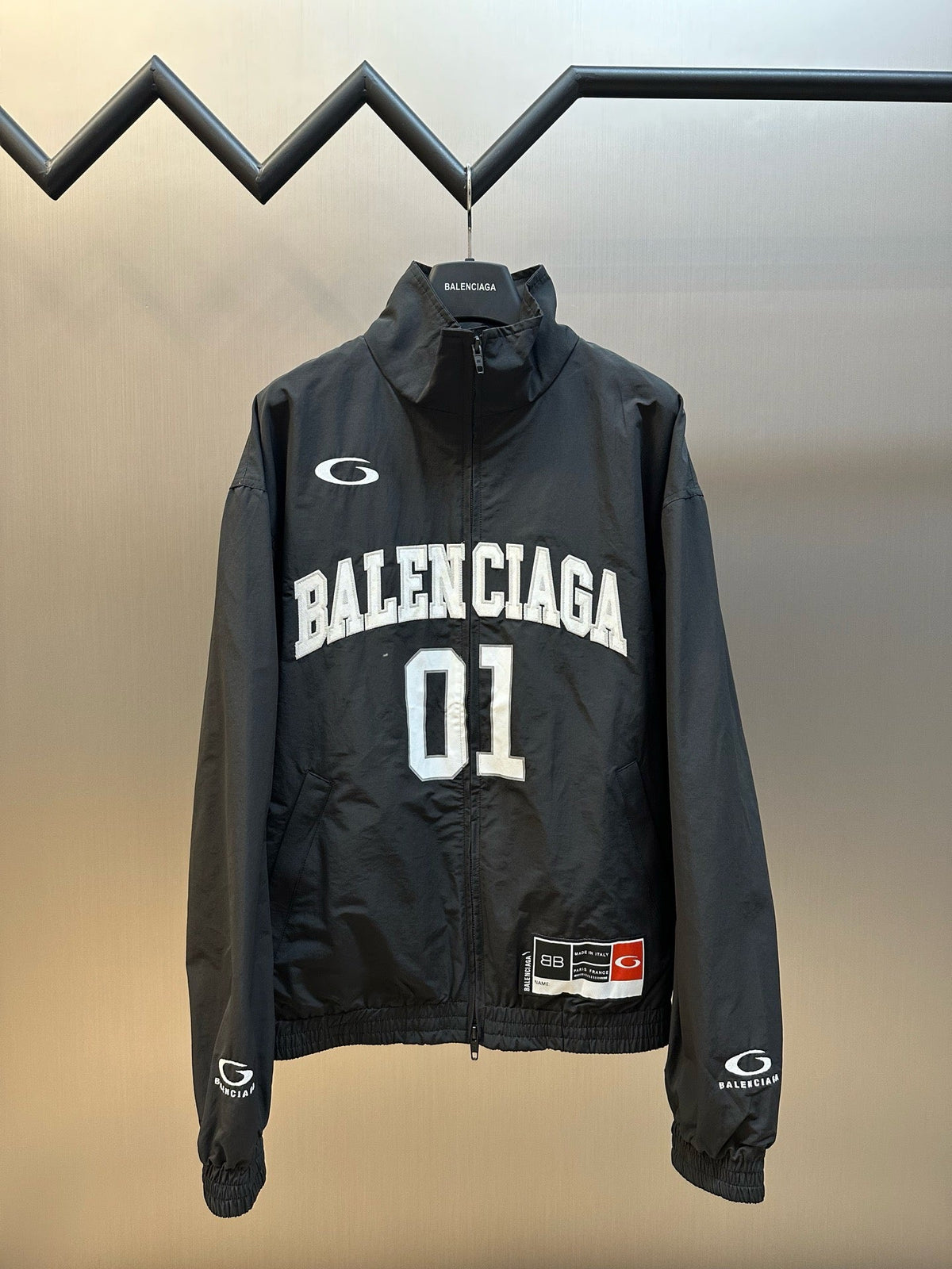Black Nylon Graphic Varsity - Men's
