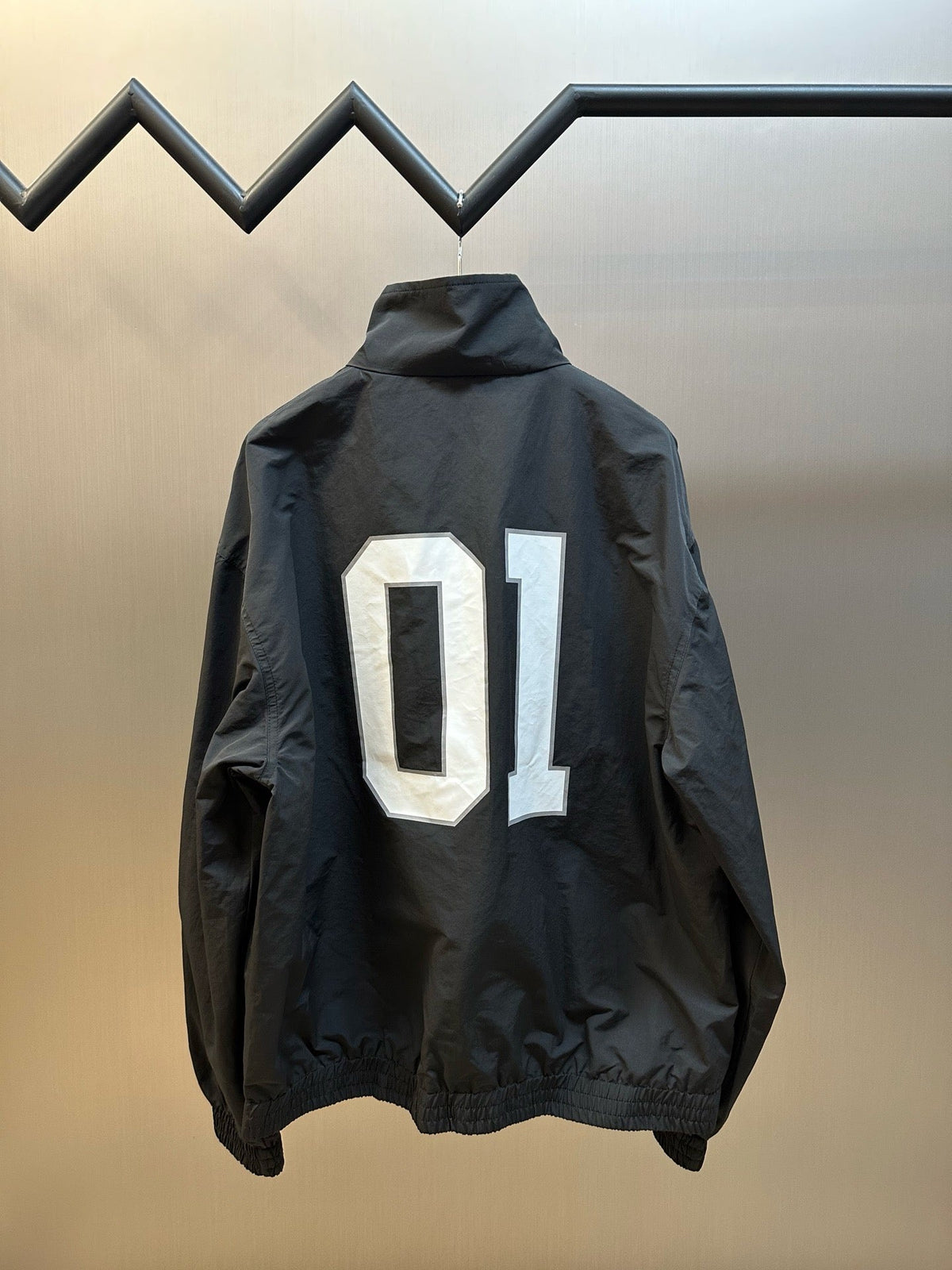 Black Nylon Graphic Varsity - Men's