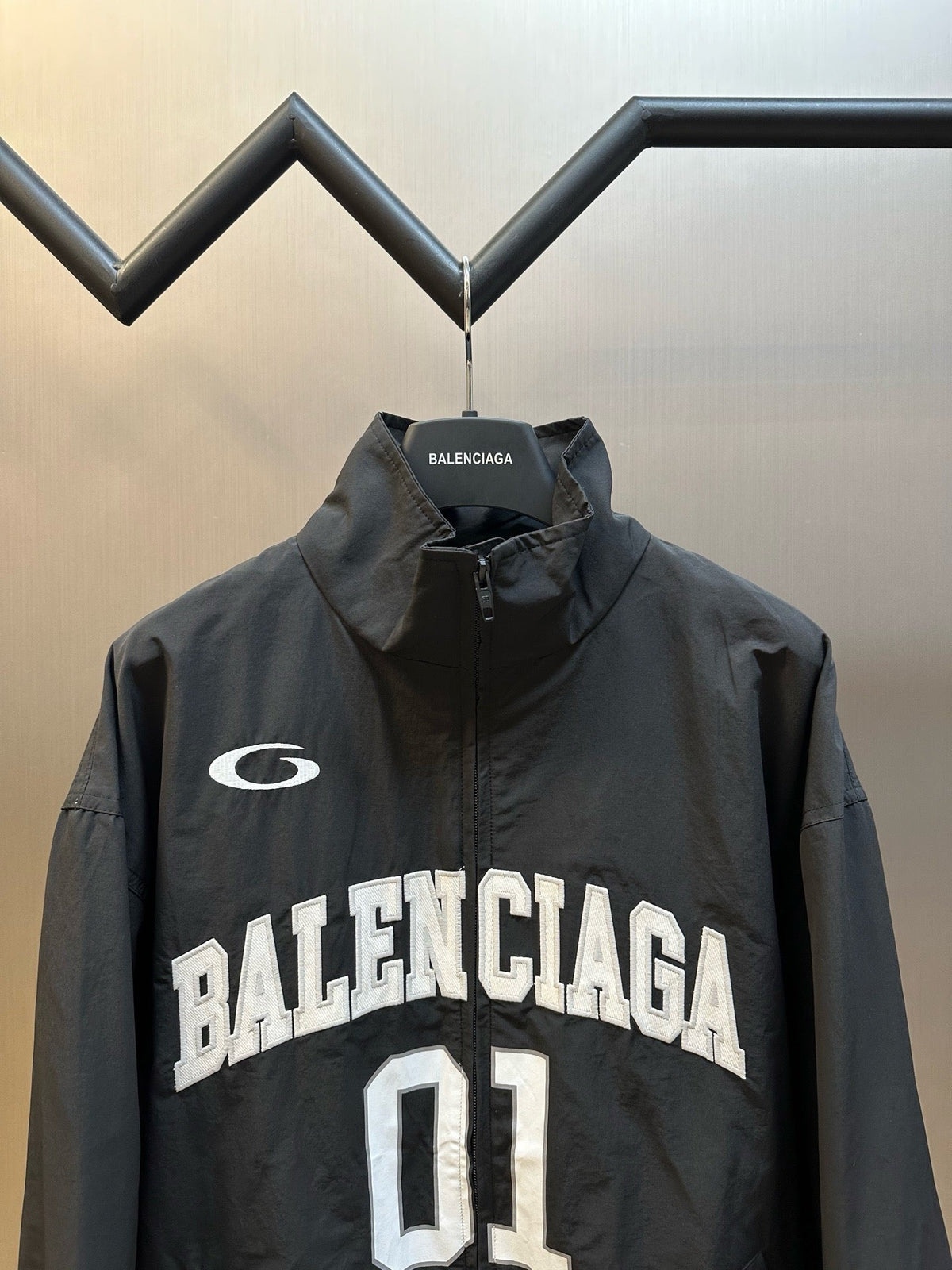 Black Nylon Graphic Varsity - Men's