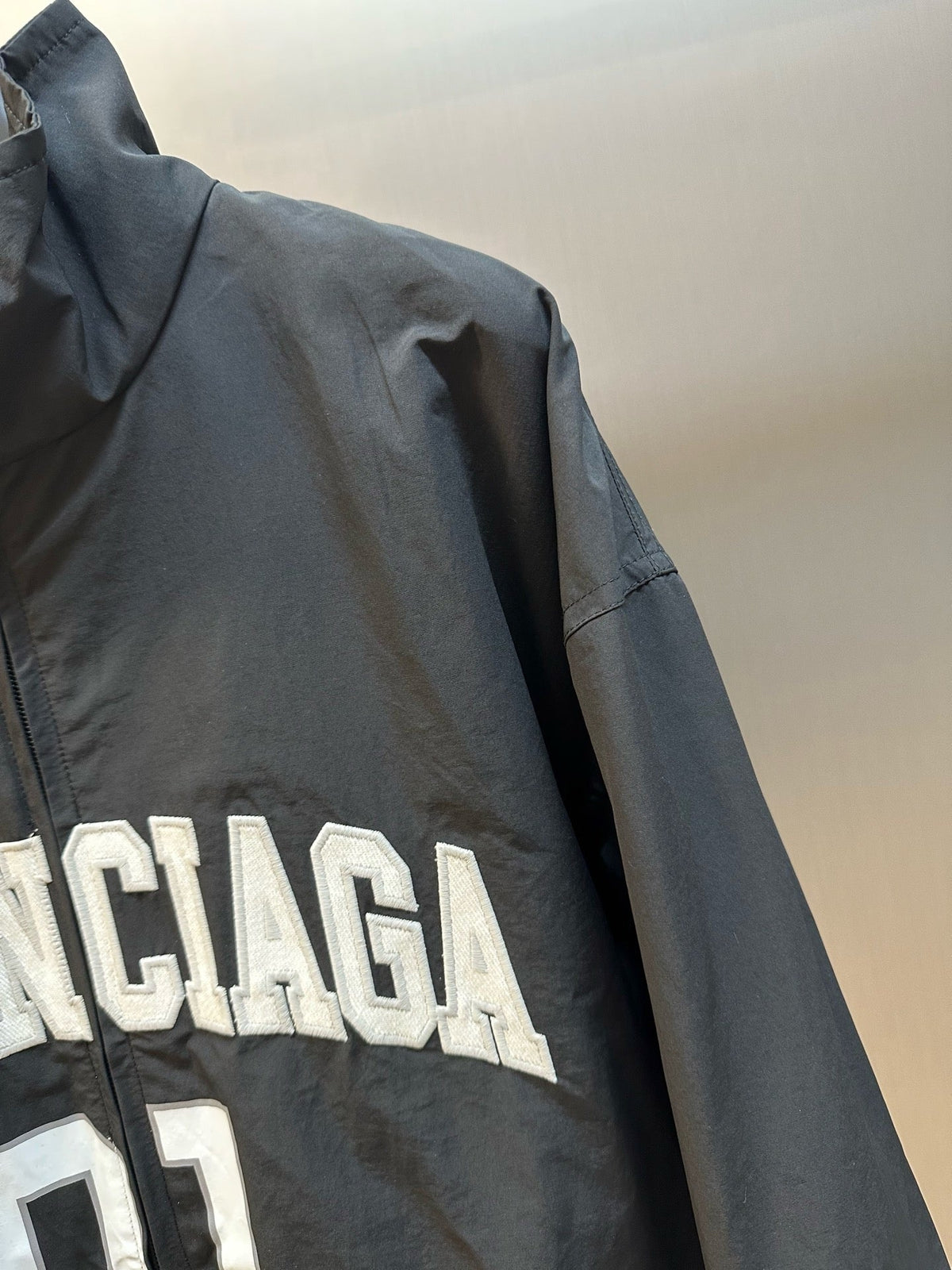 Black Nylon Graphic Varsity - Men's