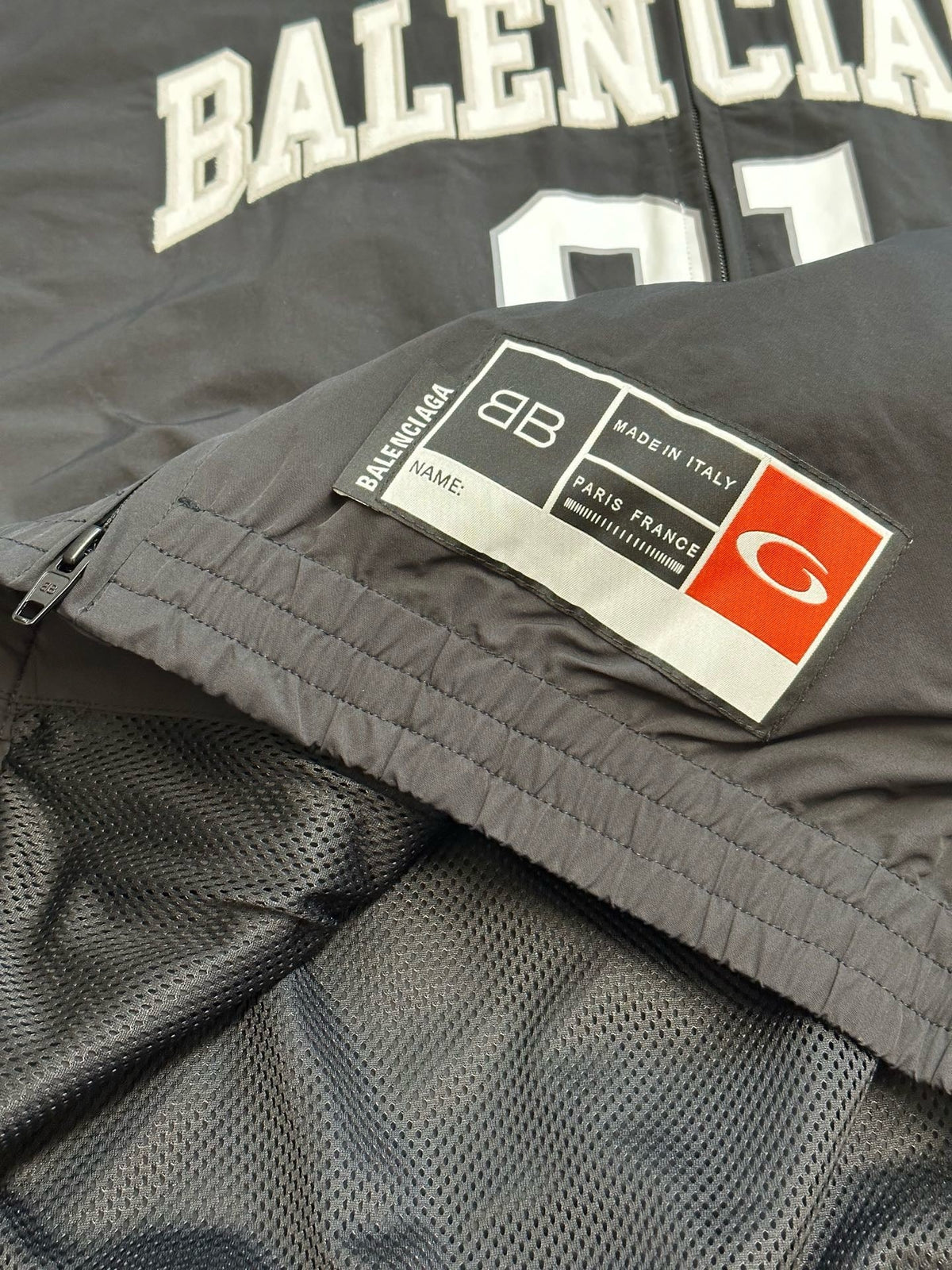 Black Nylon Graphic Varsity - Men's