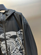 Black Nylon Print Zip-Through - Men's
