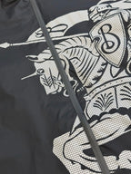 Black Nylon Print Zip-Through - Men's