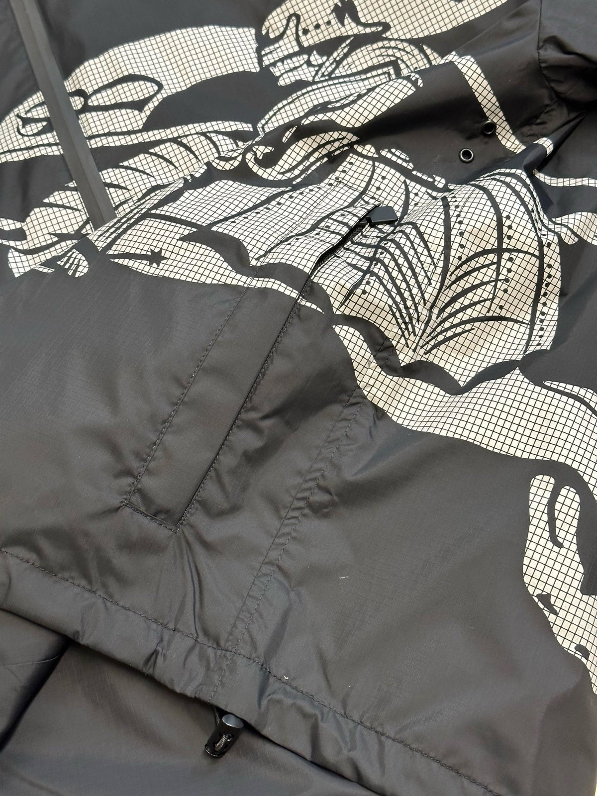 Black Nylon Print Zip-Through - Men's