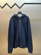 Navy Cotton Plain Zip-Through - Men's