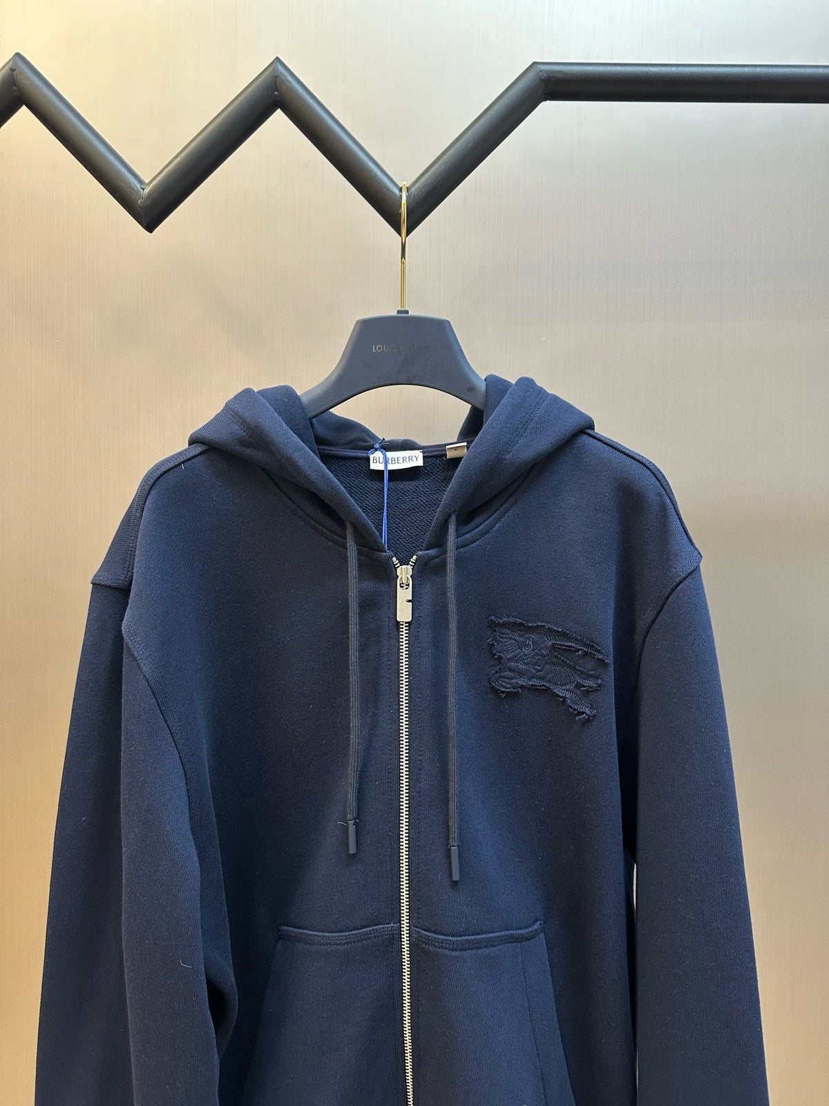Navy Cotton Plain Zip-Through - Men's