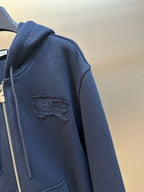 Navy Cotton Plain Zip-Through - Men's