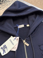 Navy Cotton Plain Zip-Through - Men's