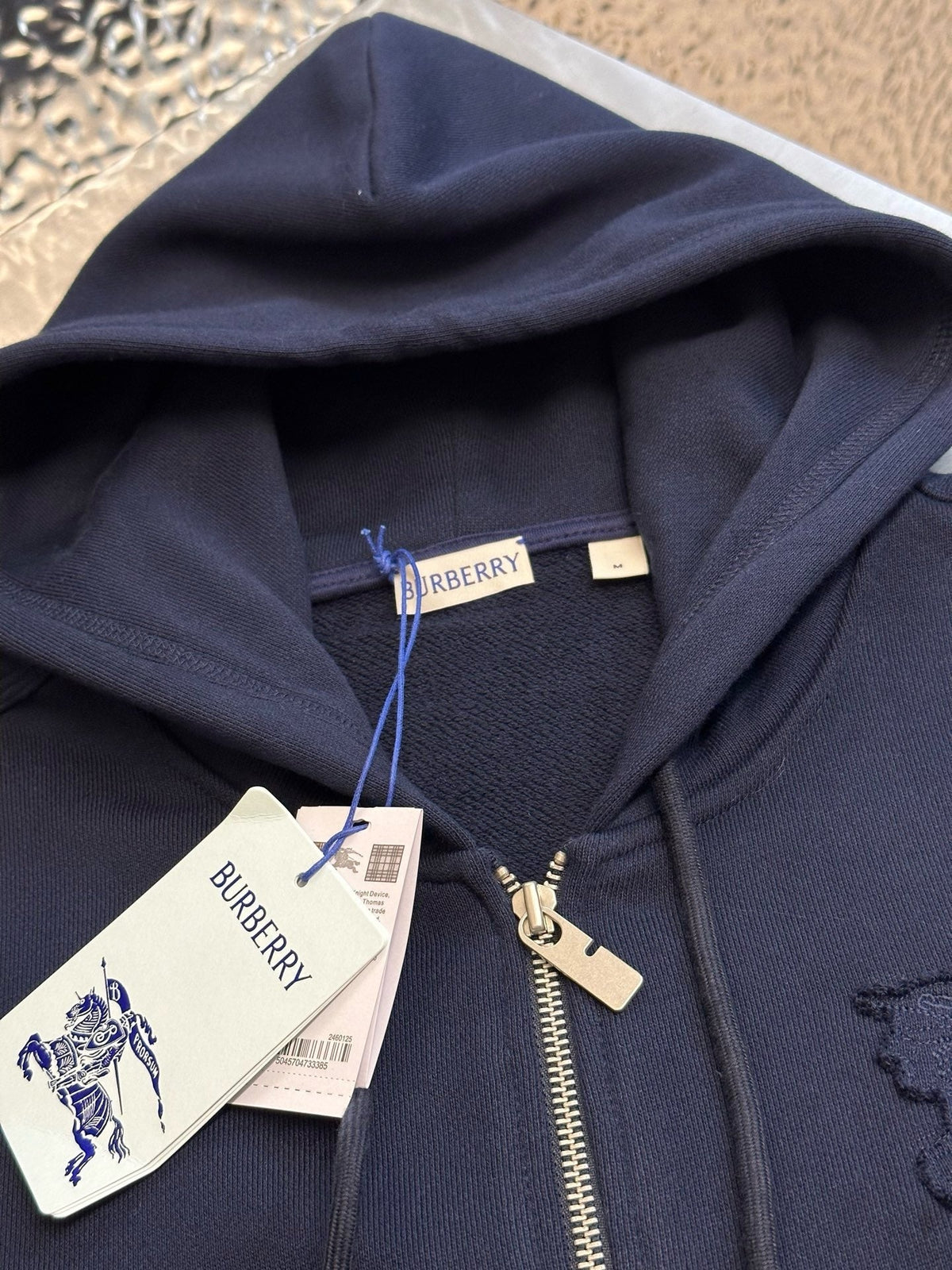 Navy Cotton Plain Zip-Through - Men's