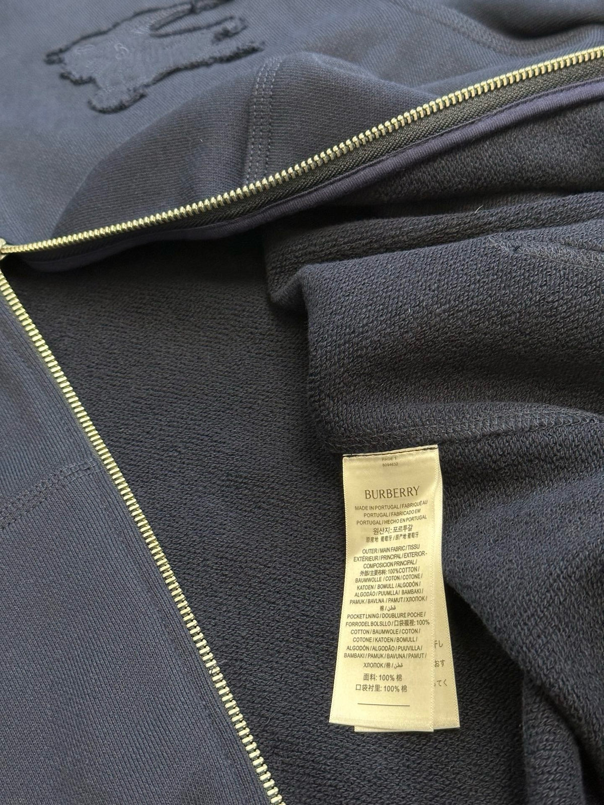 Navy Cotton Plain Zip-Through - Men's