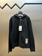 Black Cotton Check Trim Zip-Through - Men's