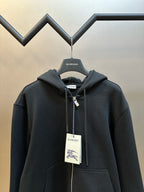 Black Cotton Check Trim Zip-Through - Men's
