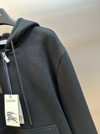 Black Cotton Check Trim Zip-Through - Men's