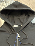 Black Cotton Check Trim Zip-Through - Men's