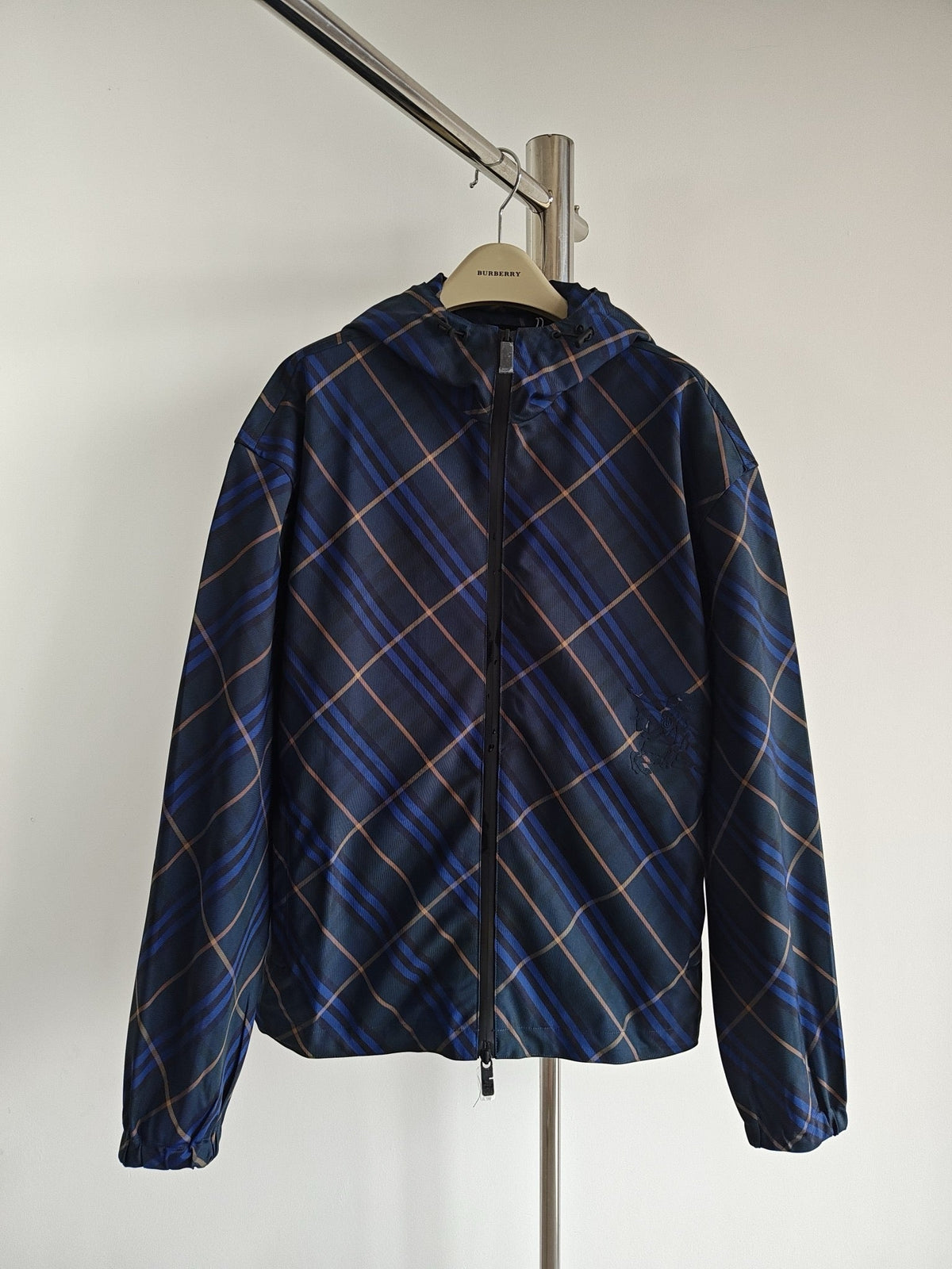 Navy Check Quilted Jacket - Men's