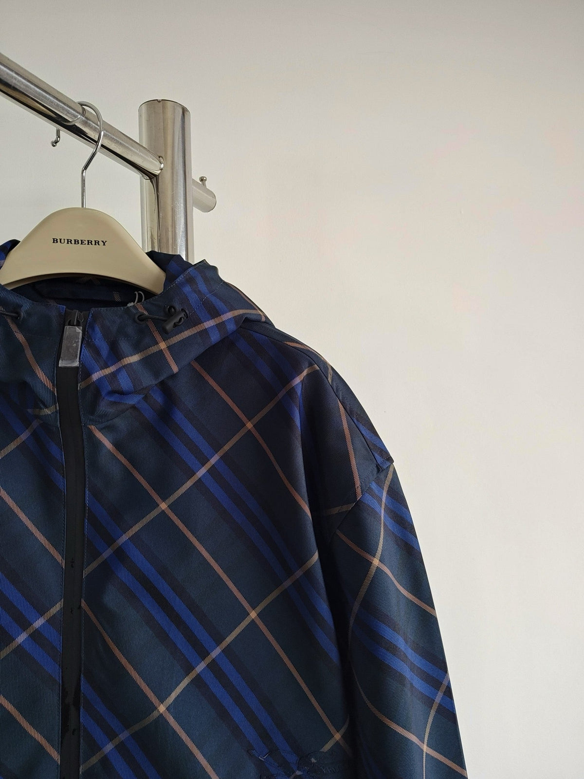 Navy Check Quilted Jacket - Men's