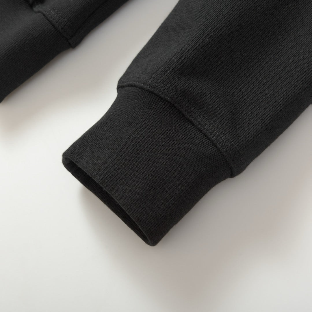 Black Cotton Plain Zip-Through - Men's