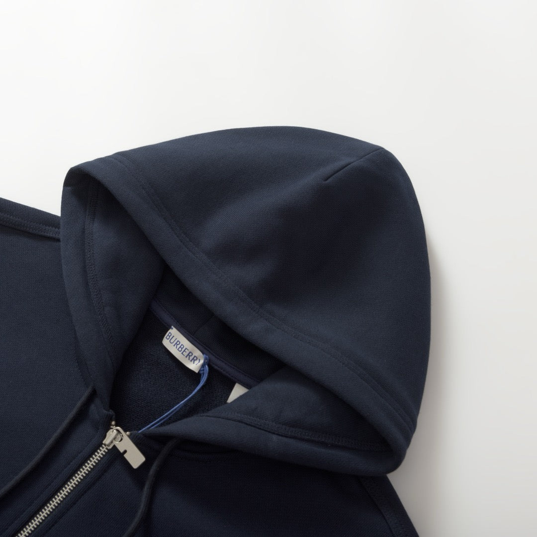 Black Cotton Plain Zip-Through - Men's