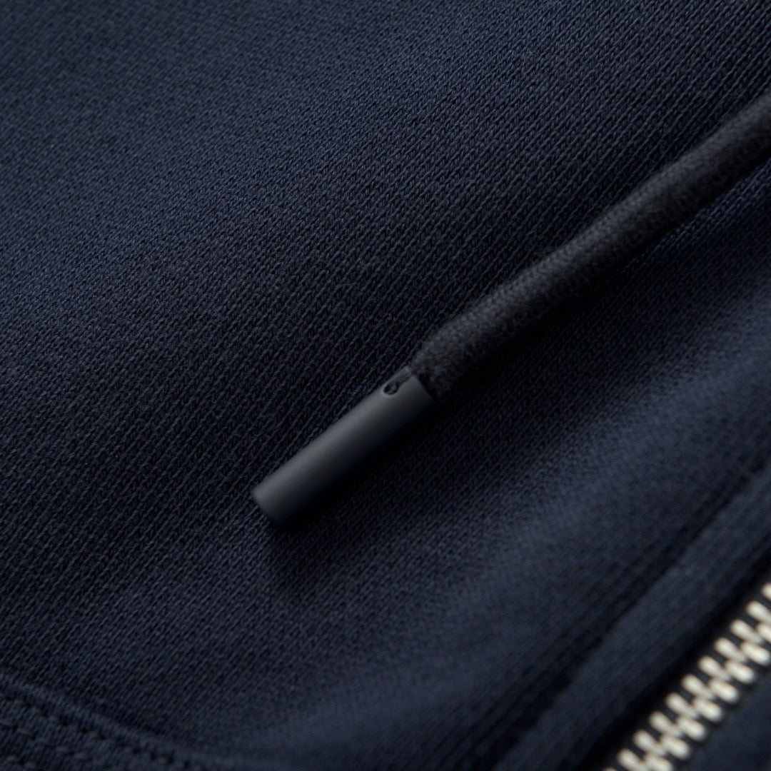 Black Cotton Plain Zip-Through - Men's