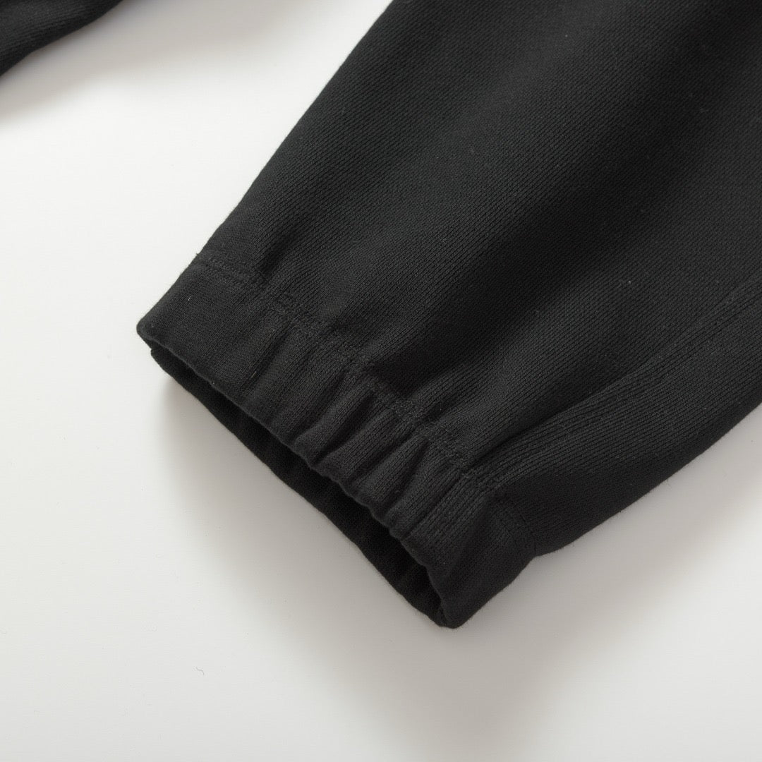 Black Cotton Plain Joggers - Men's