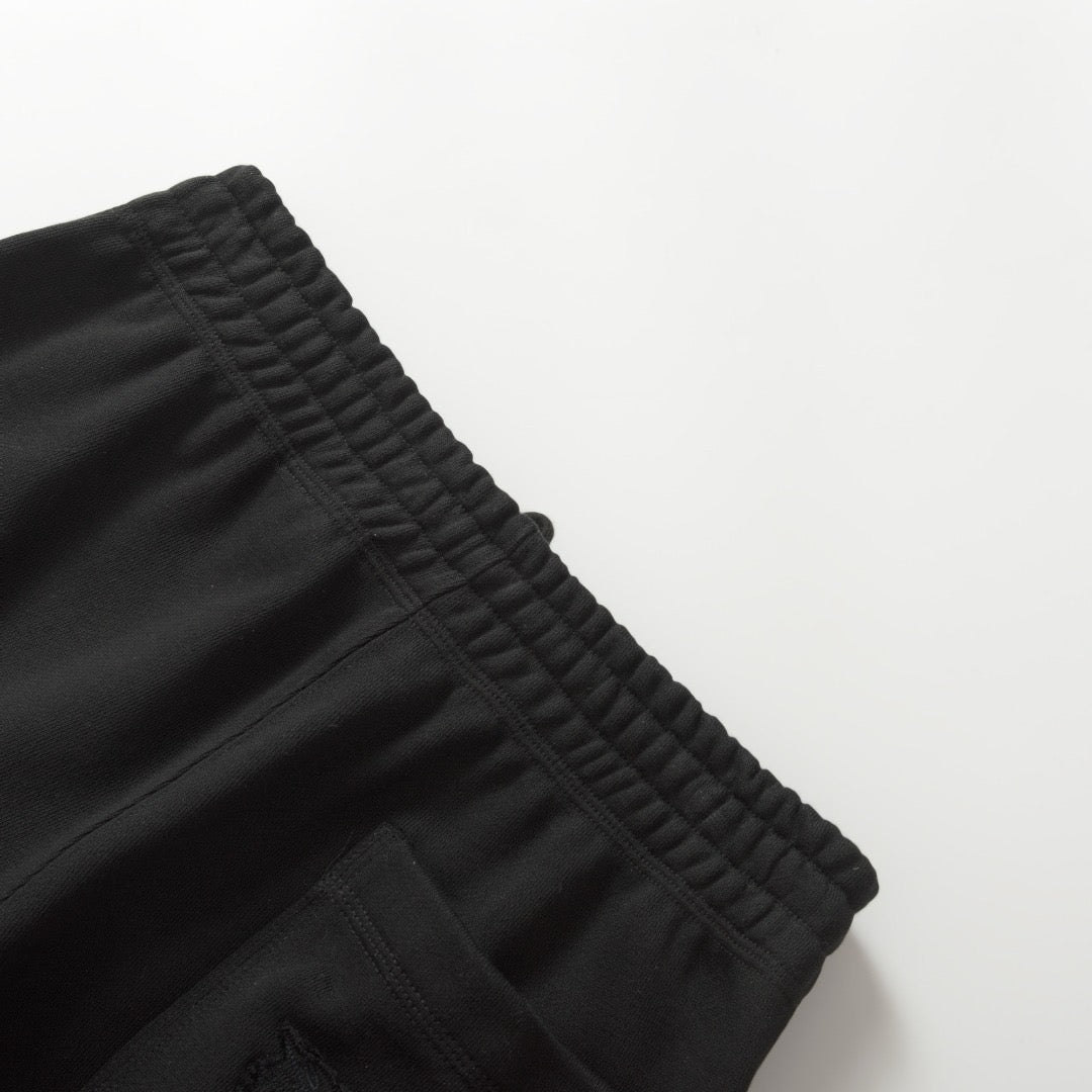 Black Cotton Plain Joggers - Men's