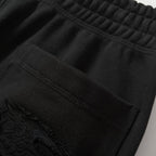 Black Cotton Plain Joggers - Men's